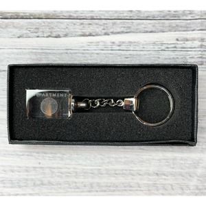 NWT Department 56 Crystal Keychain Laser Logo Clear Acrylic Keychain Silver